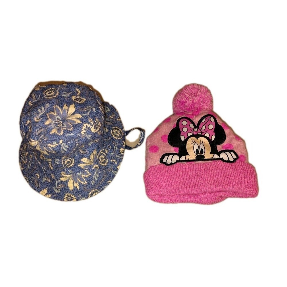 Baby Girl Hat Bundle: Millymook Floral Bucket Hat & Disney Minnie Mouse Beanie